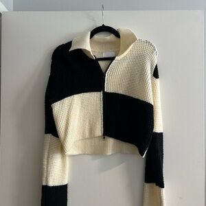 Elegant Black and Cream Women's Cardigan